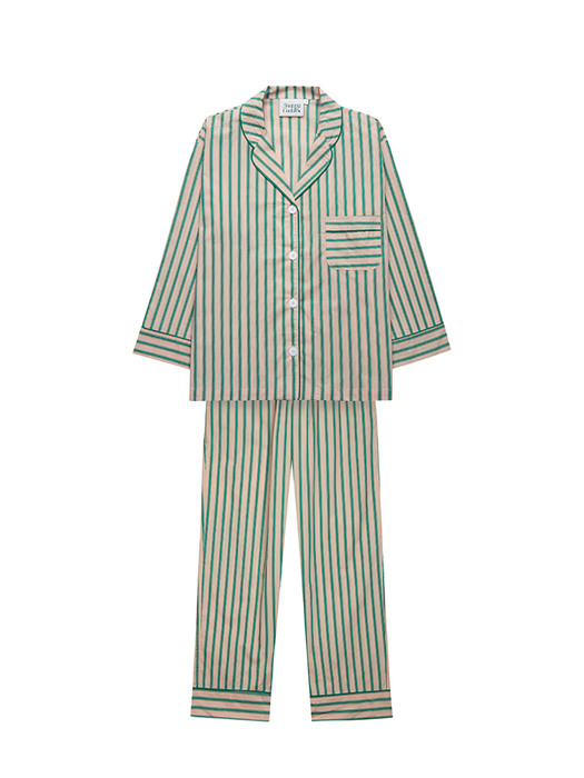 Chilling Stripe Pajama Set (Green)