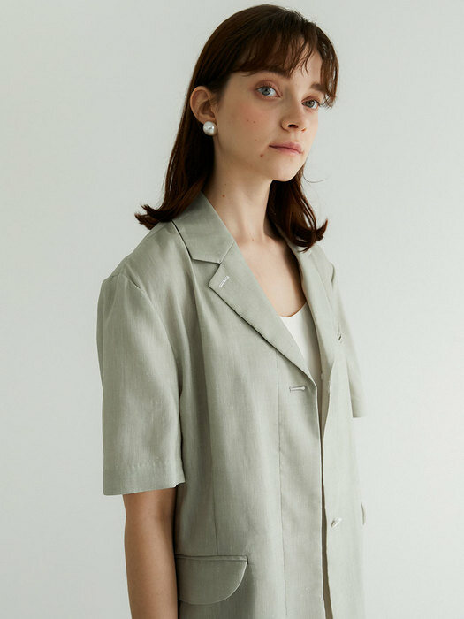 Kaylee Short Sleeves Belted Linen Jacket_Light Khaki