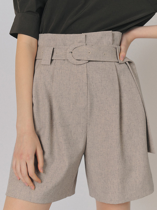 POINT BELTED SHORTS [STONE]
