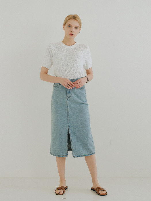 SLIT DENIM SKIRT_BLUE