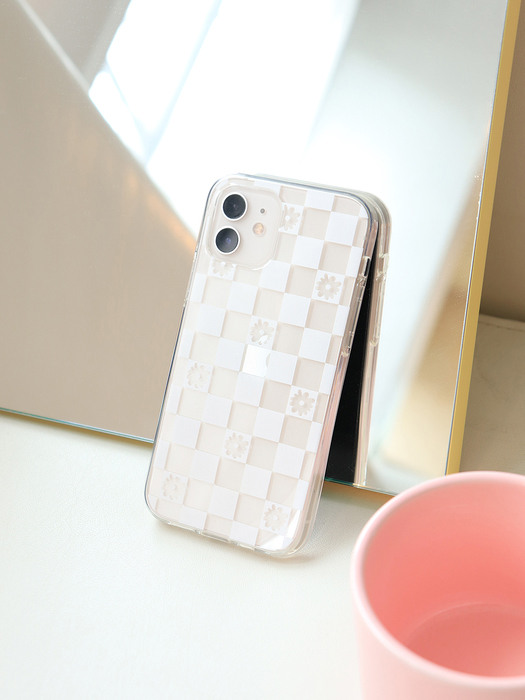 Flower check phonecase (White)