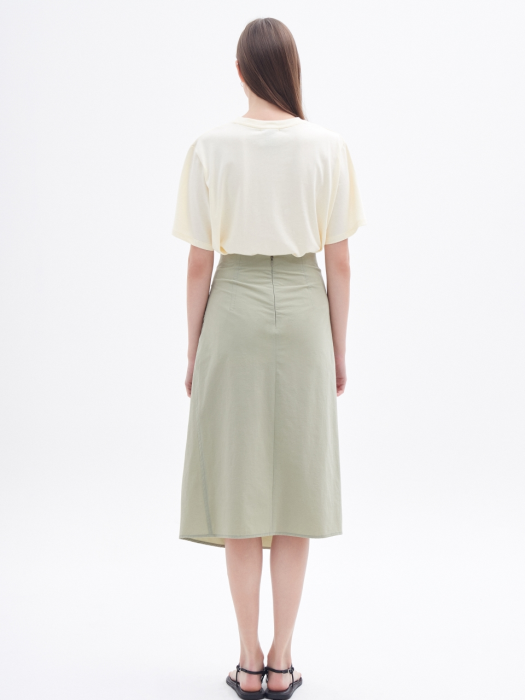 Draped Slit Skirt LIGHT KHAKI (JYSK1B903K1)