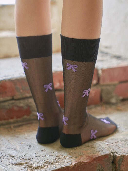 RIBBON GIRL pattern mid calf 30d violet