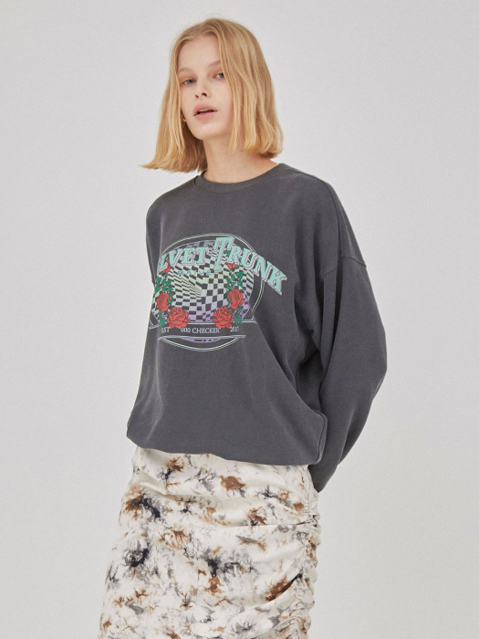 Velvet Trunk Print Sweatshirt in D/Grey VW1WE141-13 [기모버전추가]