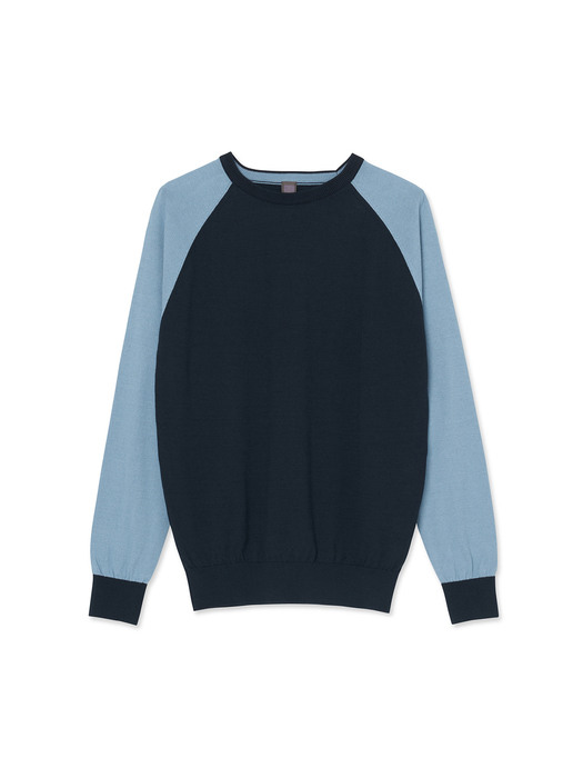 Two Tone Raglan Crewneck_Navy