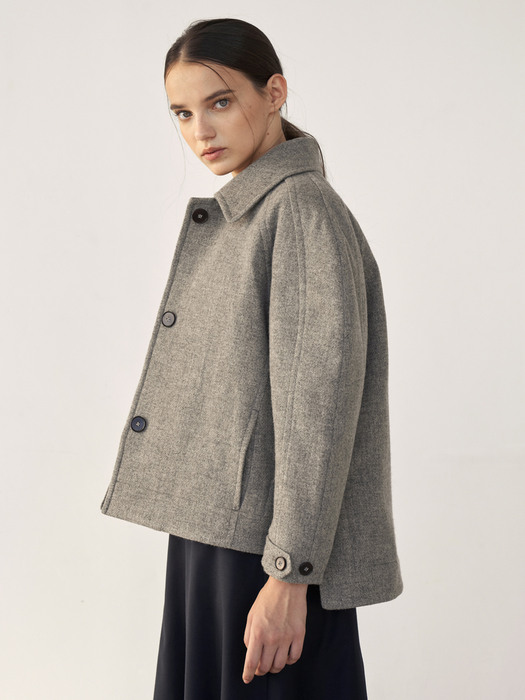 Round sleeve wool jacket (grey)