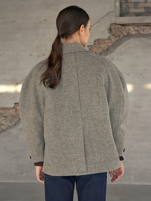 Round sleeve wool jacket (grey)