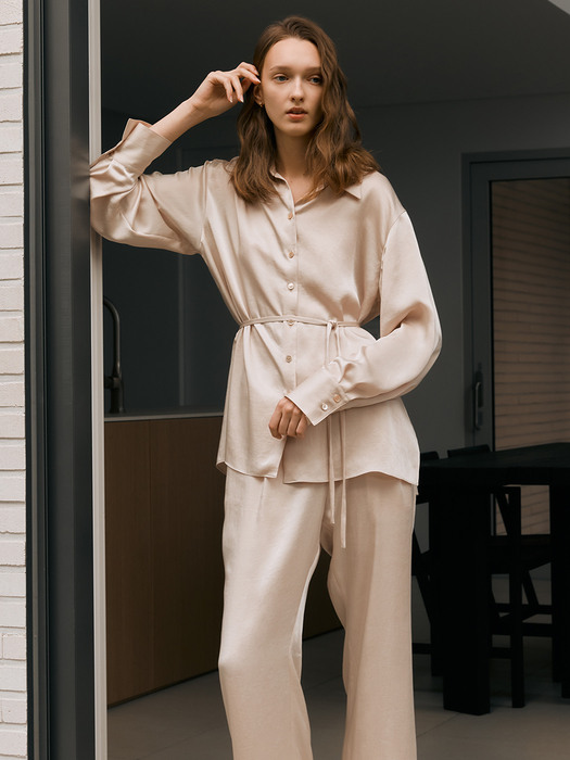 [Comfort] Glossy Semi-wide Pants
