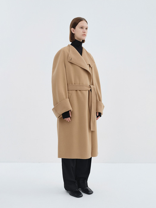 HANDMADE WRAP COAT - CAMEL