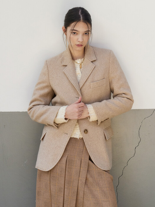 21 Winter_Beige Tweed Wool Blazer