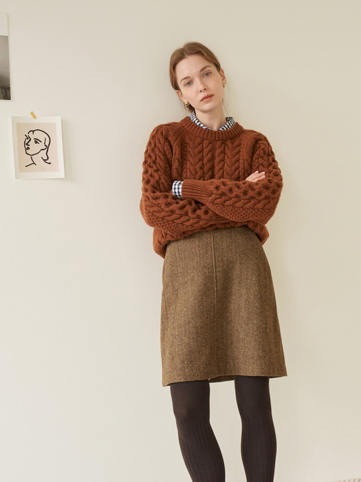Vintage color knit (Brown)