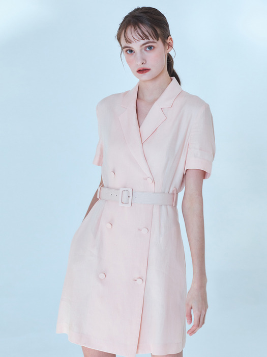 Claire Linen Jacket Dress [Peach Pink]