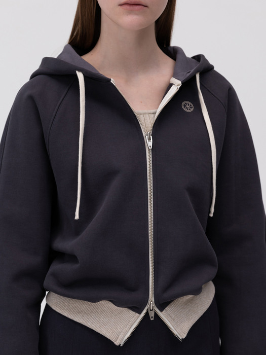 Over Hoodie Zip-up_Charcoal