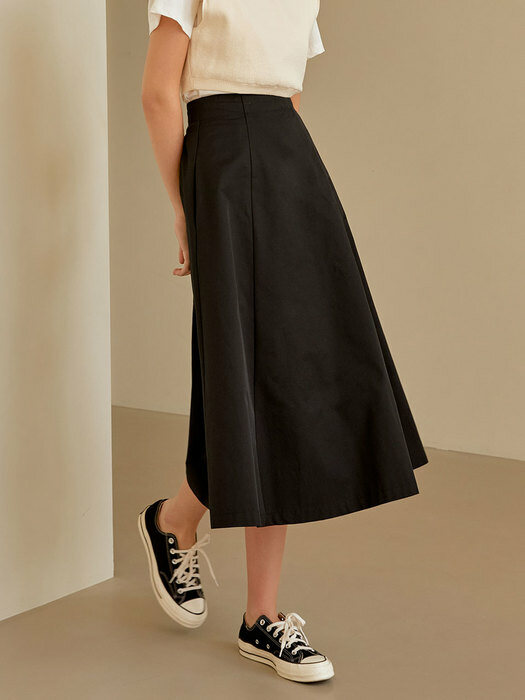 Modern flare long skirt (navy)