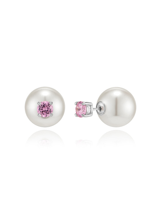 silver925]Ellie Pink Cubic pearl earring
