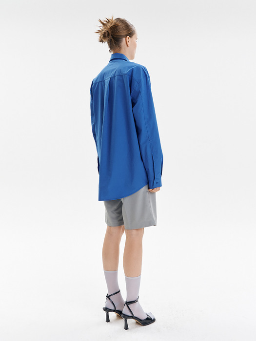 Cotton Maxi shirts [Blue]