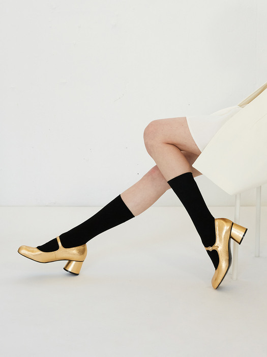 Lua Mary Jane Pumps Gold 5cm