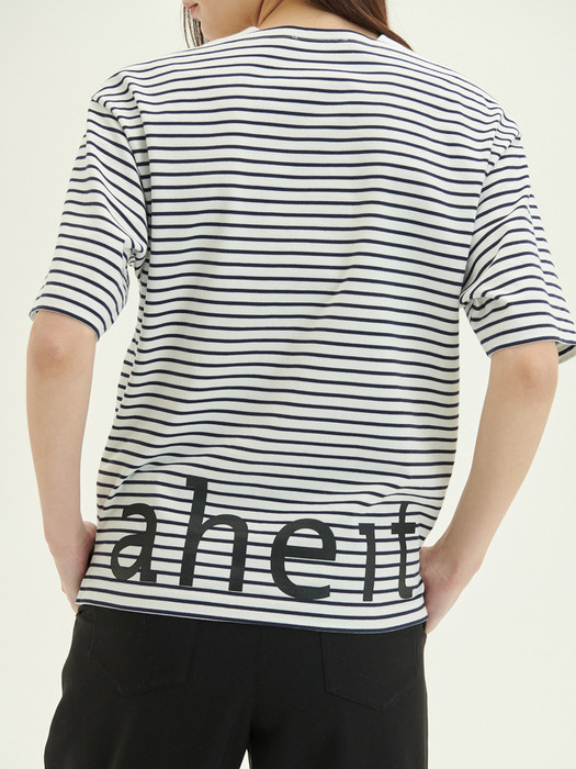 Logo Print Striped Jersey T-shirt Black