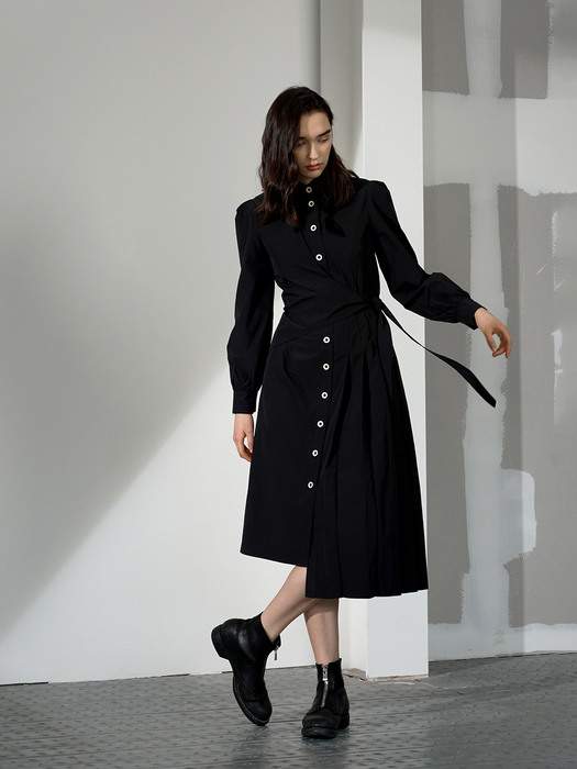 Pleated Trench Long Dress