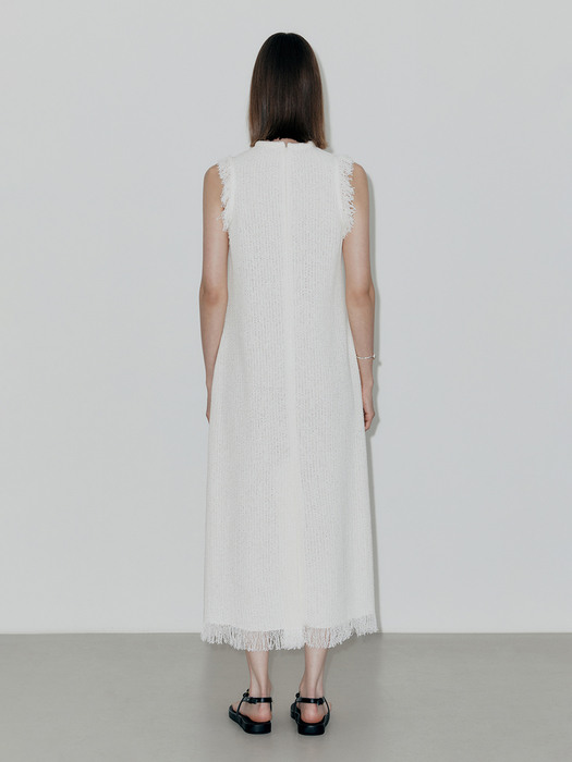 RAW-EDGE DRESS - IVORY