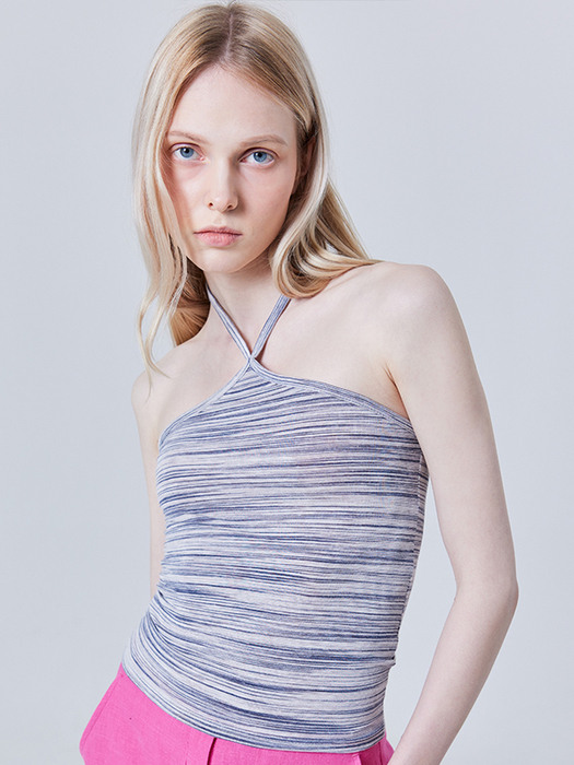 Stripe halter neck