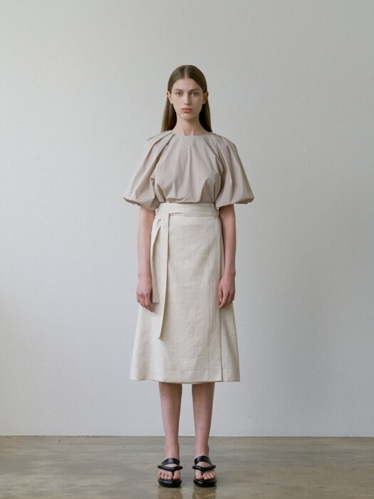 Belted Wrap Skirt _ beige