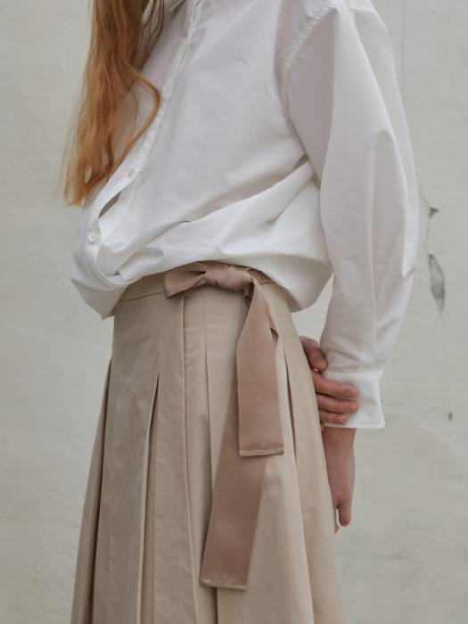 pleats wrap skirt-beige
