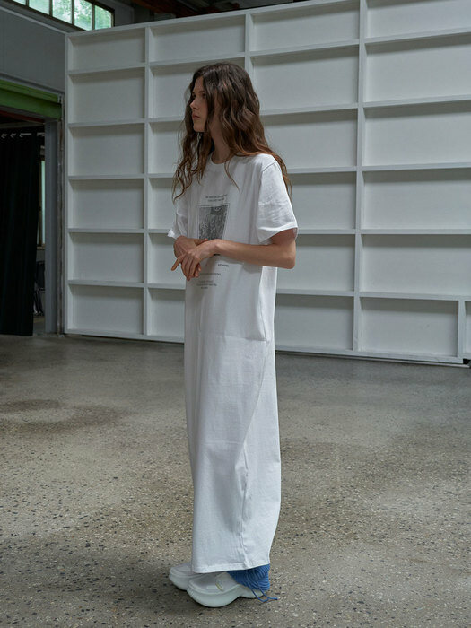 SS Short-sleeved long dress_White
