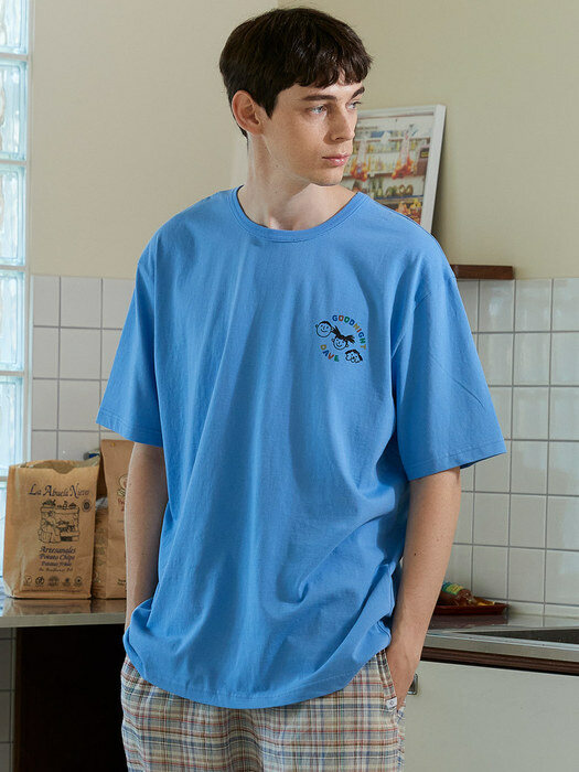 남성 데이브 시그니처 티셔츠 블루