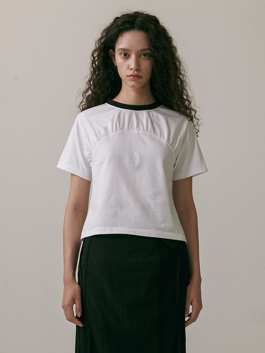 22SS_Shirring Embroidery T-shirt (White)