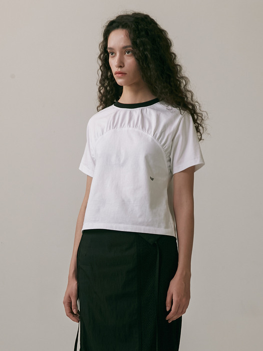 22SS_Shirring Embroidery T-shirt (White)