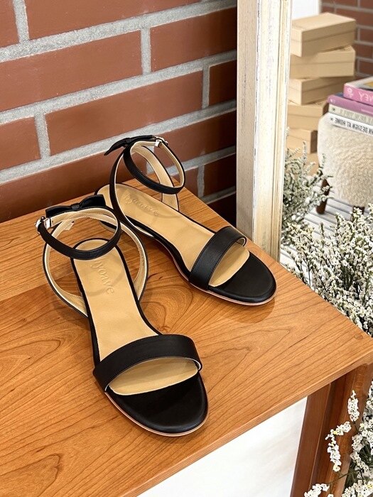 Olivia Back-Ribbon Sandals (3cm) - Black