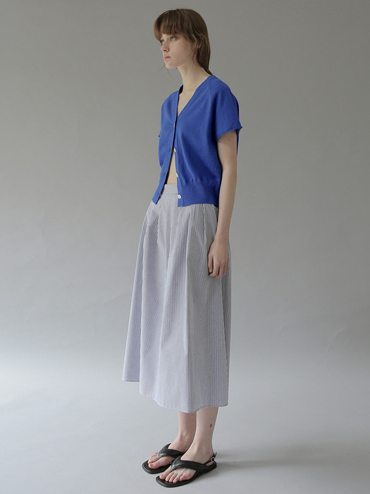 Maree Pleated Skirt (navy stripe)