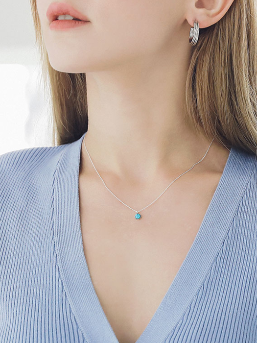 Deep Blue Opal Silver Necklace N01015