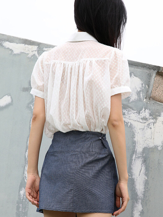 Amy Dot Chiffon Blouse_White