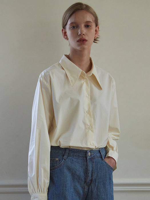 LOVELY BIG COLLAR SHIRTS_CREAM