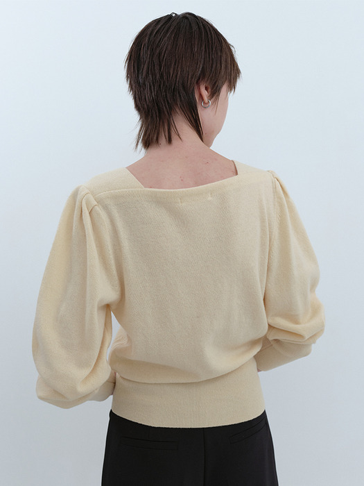 Square Neck Volume Knit_LIGHT YELLOW