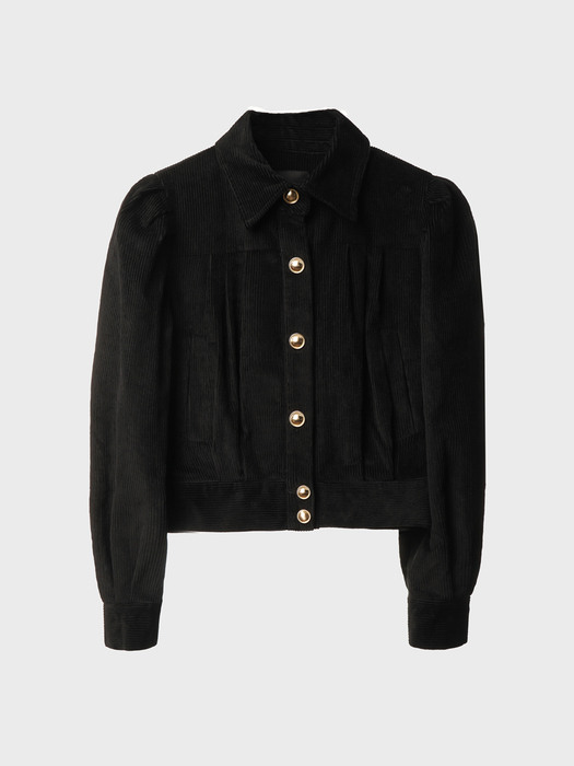 Cotton-Blend Corduroy Fluted Jacket(Black)_UTO-FB26 