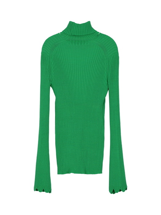 [22FW] Bell Sleeves V-neck Pollar Knit Top - Green