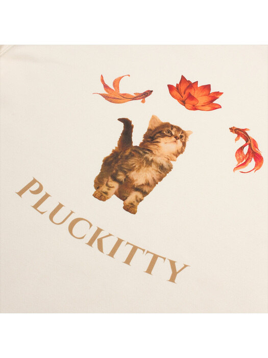 Pet me more kitten lotus print sweatshirt Ivory Unisex