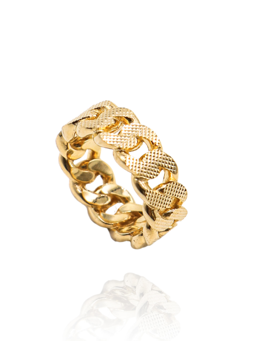 Special bold Curve Chain Ring Ir202 [Gold]