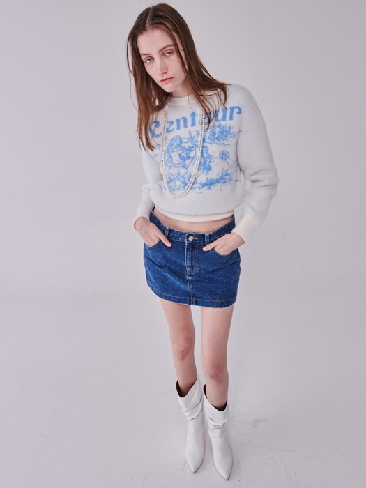 CENTAUR FLUFFY STORY PULLOVER_IVORY&BLUE