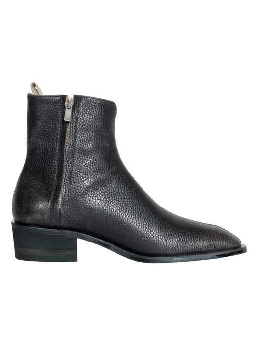 Paul 40 Zip up boot in Brushedskin Black