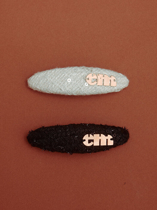 Black Oval Simple Tweed Hair Pin