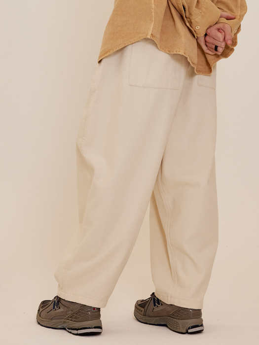 CB BASIC COTTON WIDE BANDING PANTS (IVORY)