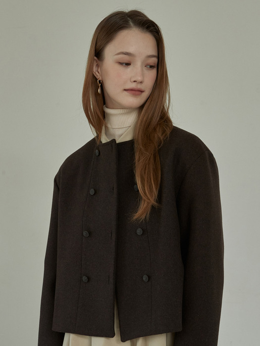 j1099 wool double jacket (deep brown)