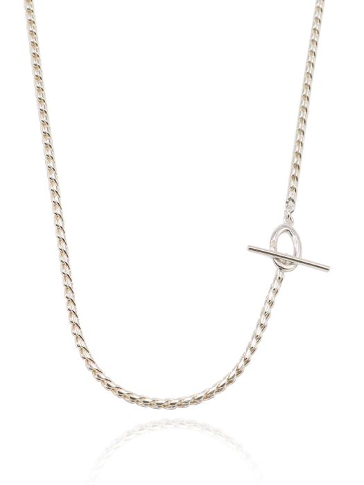 Twisted T-Obar Silver Necklace In393 [Silver]