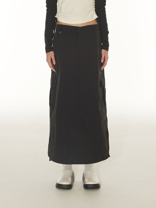 HOOK LONG CARGO SKIRT - BLACK