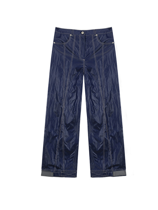 STITCH DETAILED TRUCKER PANTS IN BLUE