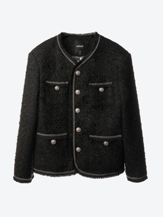 Chain Embellished Tweed Jacket[Black(MAN)]_UTO-FB53